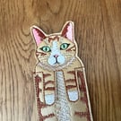 Tabby Cat bookmark. Embroidered kitty page keeper by Fidditchdesigns.