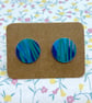 Recycled plastic blue & green abstract disc stud earrings - Image 2