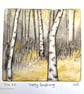 Autumn birch trees Softly Soughing no.1 limited edition dry point mini print