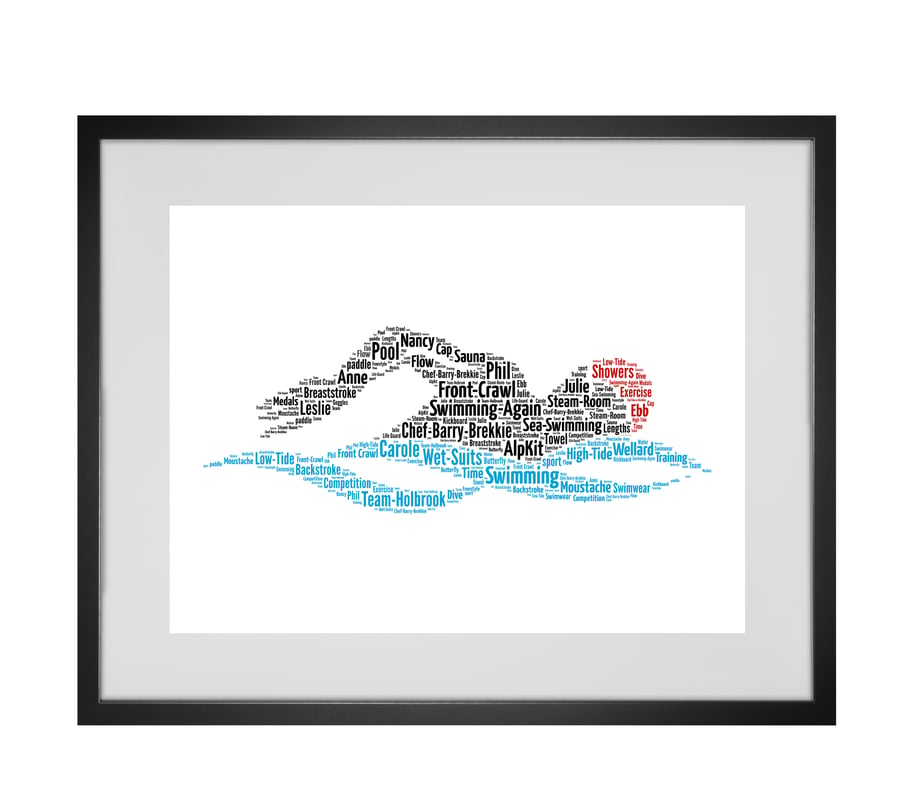 Personalised Swimmer Swimming Swim Design Word Art Gifts  
