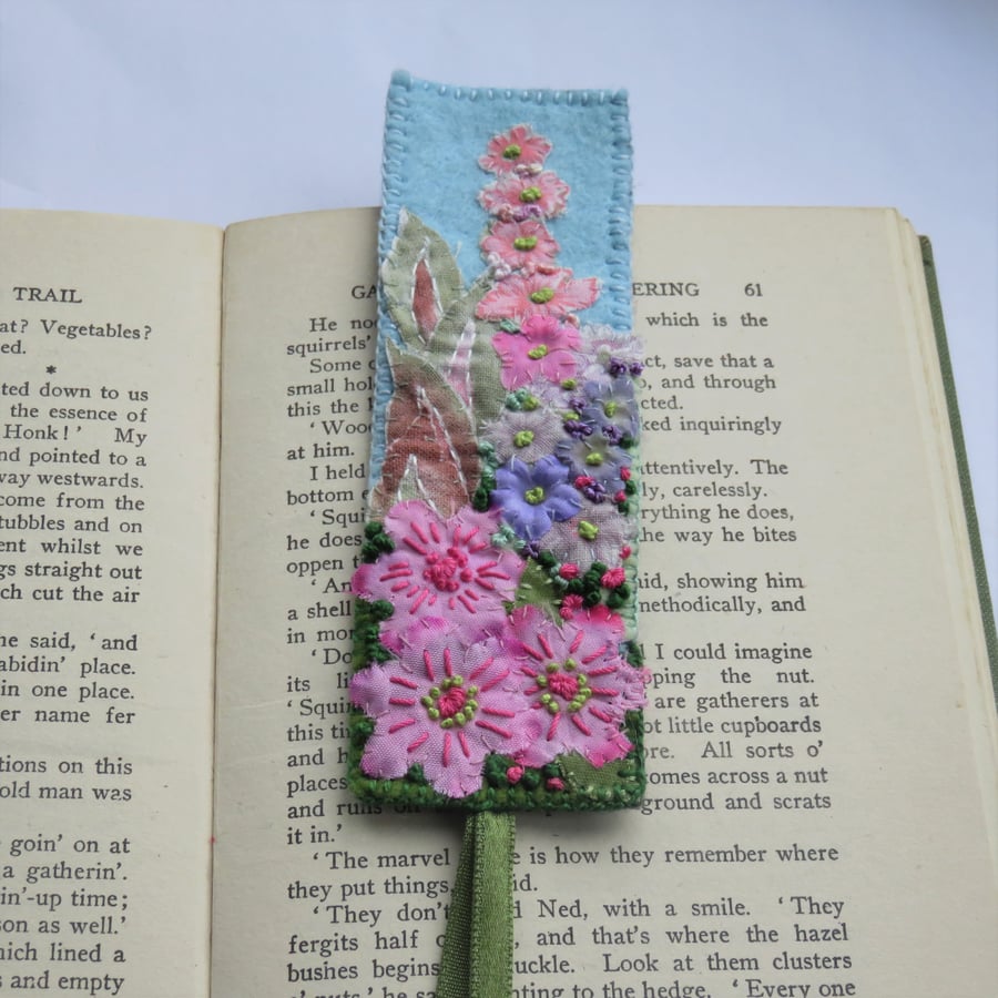 Flowers Embroidered Felt Bookmark