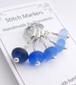 Lampwork Stitch Markers - Frosted Blue Gradient - Image 3