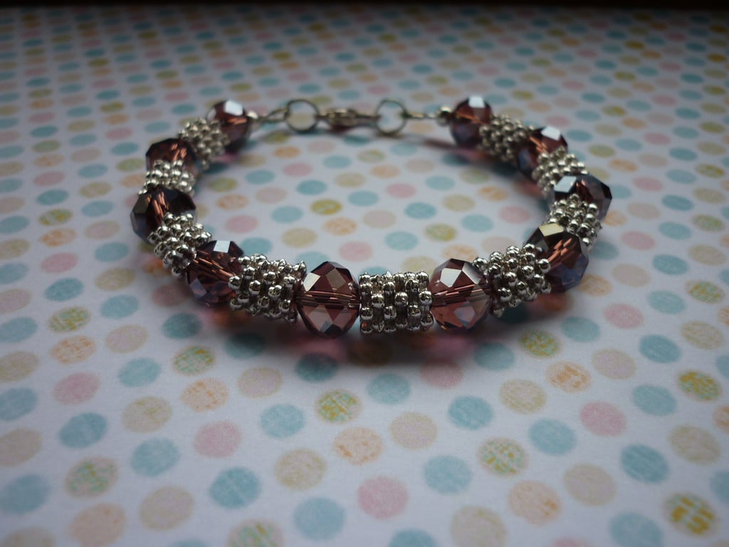 PURPLE, AB COPPER AND SILVER BRACELET.