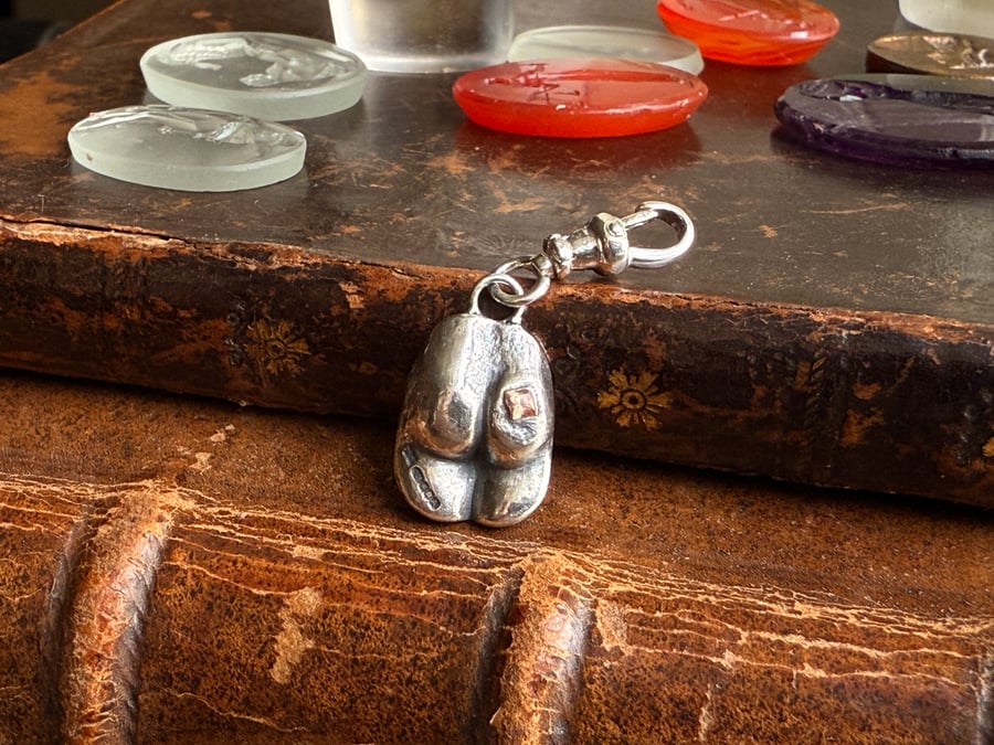 Double Sided Sterling Silver Sapphire Doll Bottom Clip On Pendant Charm