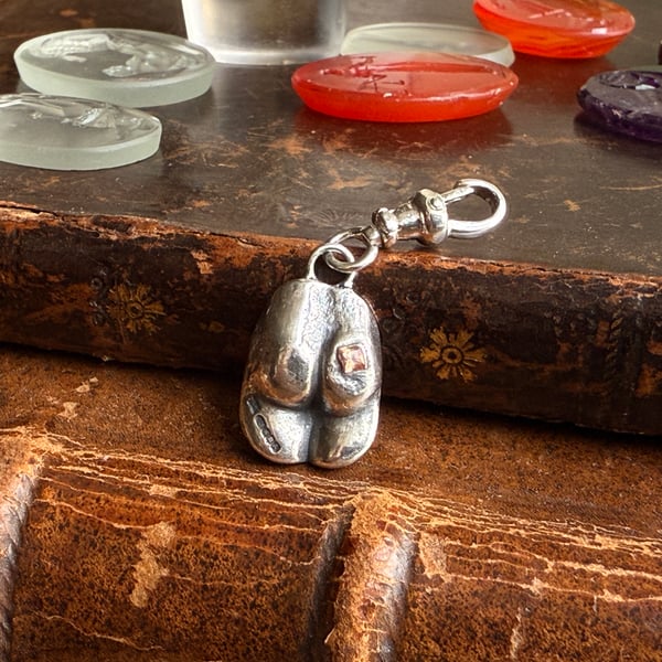 Double Sided Sterling Silver Sapphire Doll Bottom Clip On Pendant Charm