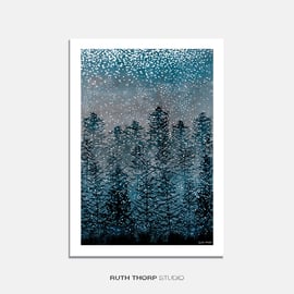 Winter Forest Illustrated Art Print