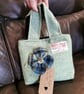 Harris Tweed Little Lady Bag with clover brooch