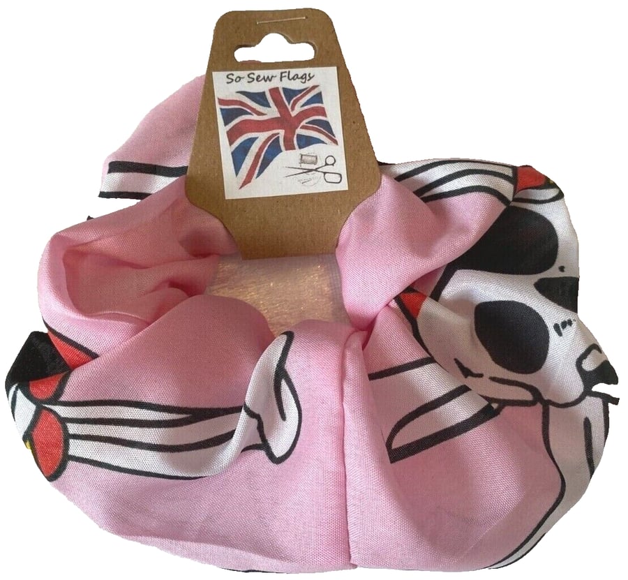 Pink Pirate Skull Flag Hair Scrunchie Scrunchies Accessory Band Elastic