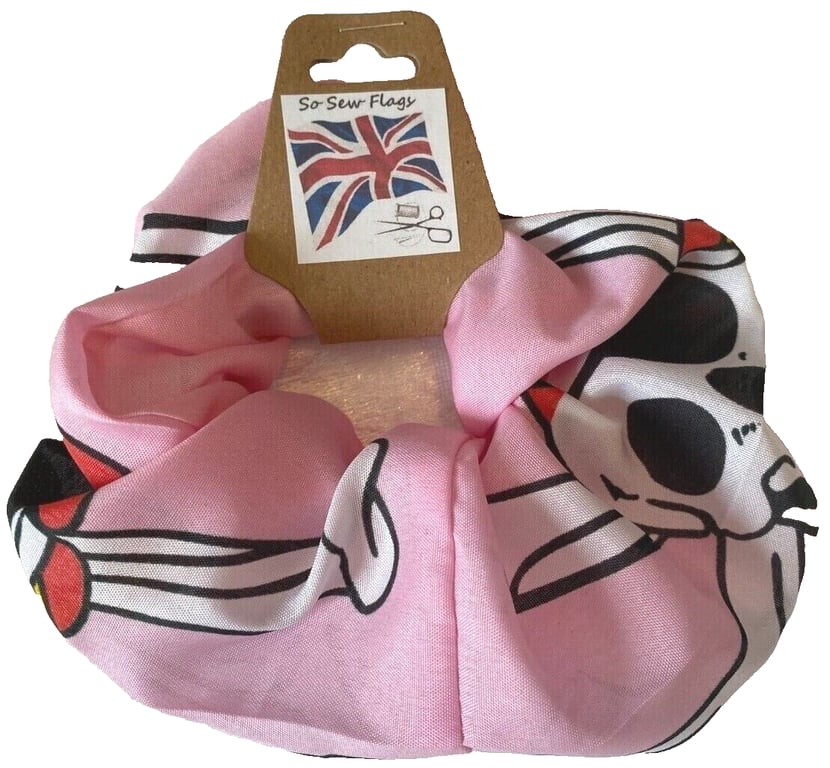 Pink Pirate Skull Flag Hair Scrunchie Scrunchies Accessory Band Elastic