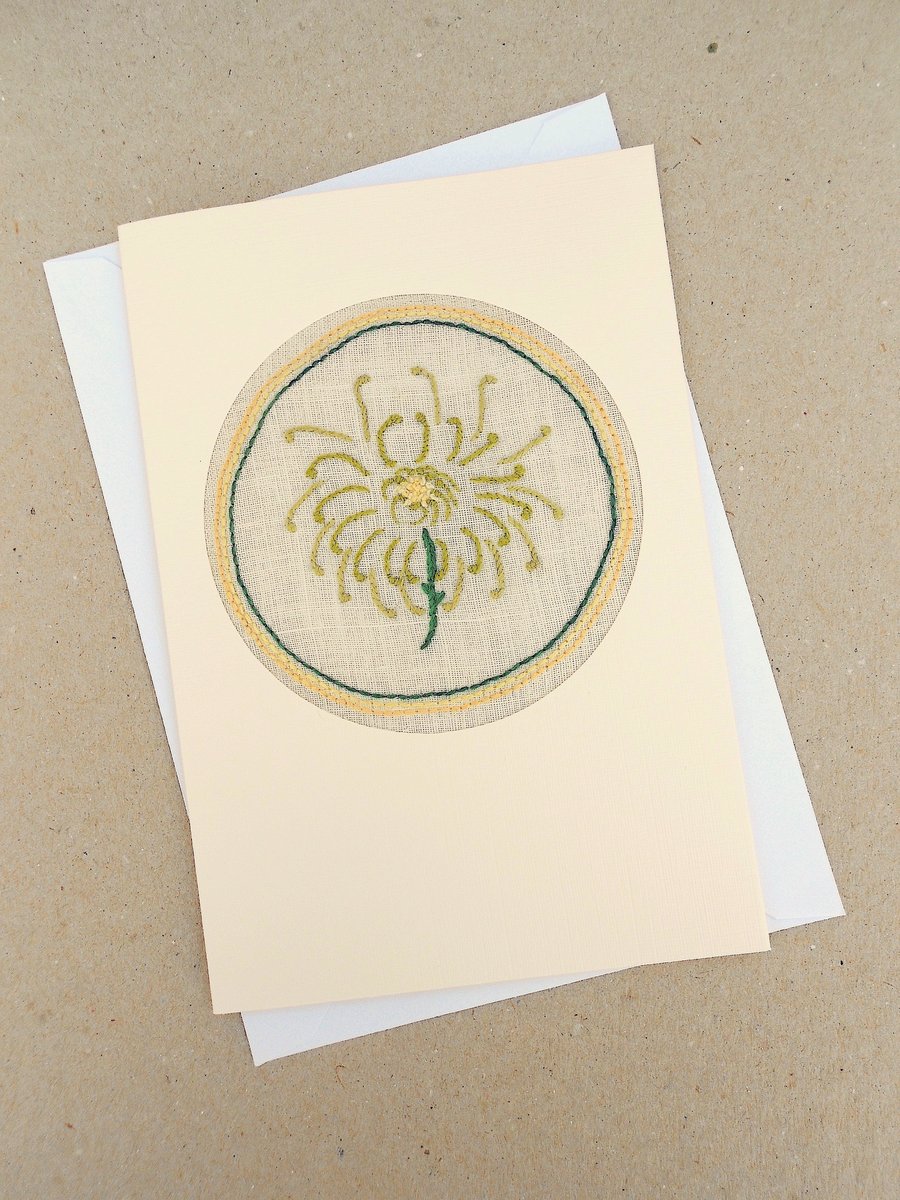 November Birthday Embroidered Chrysanthemum Card