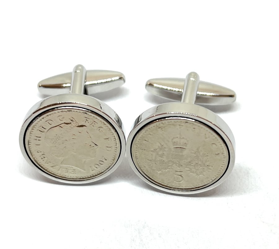 18th Birthday Wedding Anniversary 2007 coin cufflinks 