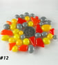 25g orange yellow red grey glass cabochons for jewellery making, crafting (12)