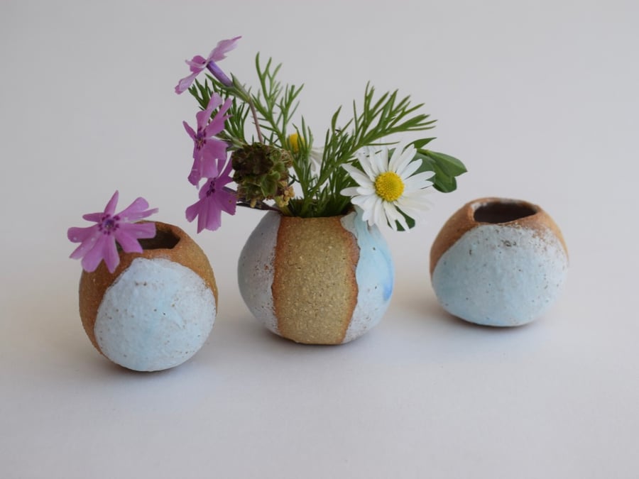 Three Tiny Pebble Vases