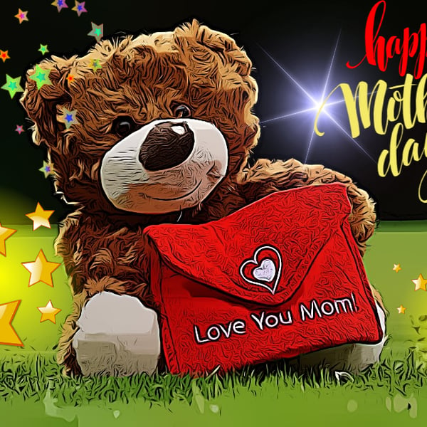 Happy Mother's Day Teddy Bear Card A5