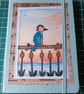 Quirky art, whimsical A5 lined hand decorated quirky kingfishe journal, notebook