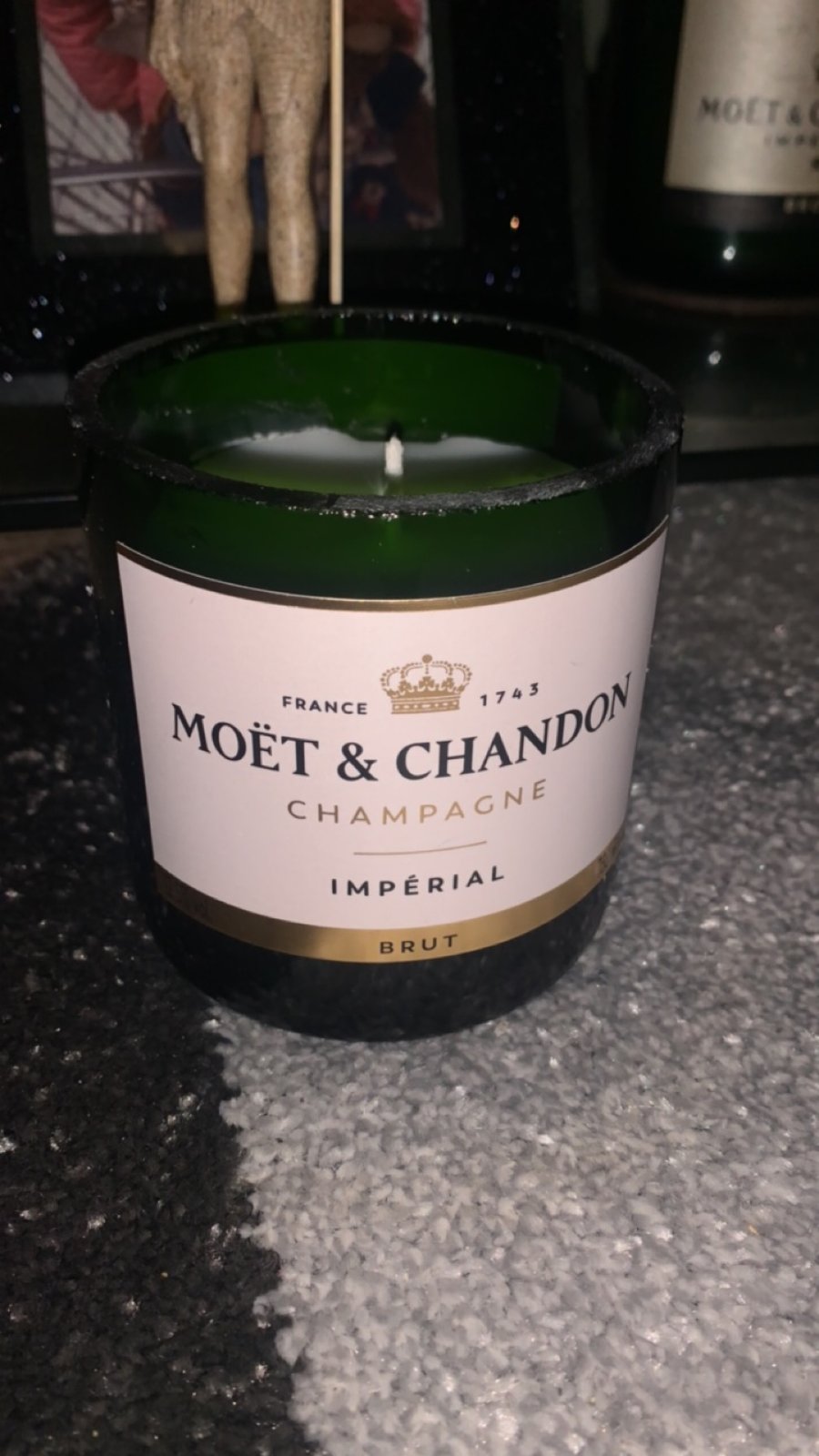 Moët champagne bottle candle