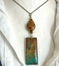 Handprinted butterfly pendant combined with jasper and agate stones. - Image 4
