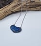 Dark Blue Fused Glass Heart Necklace with Stainless Steel Chain - Image 2