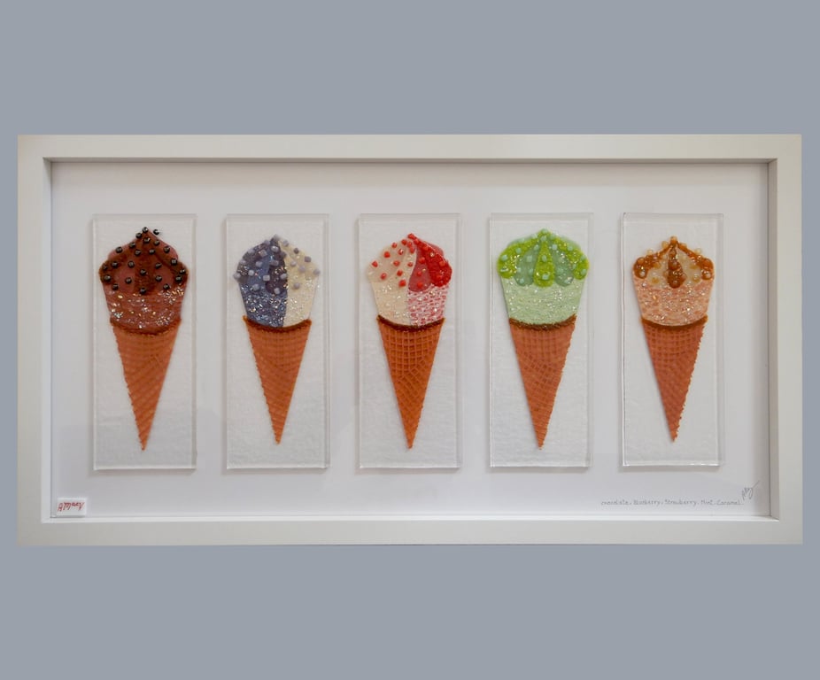 Handmade Fused Glass 'Cornetto' Picture.