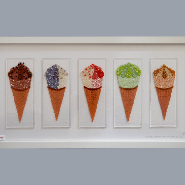 Handmade Fused Glass 'Cornetto' Picture.