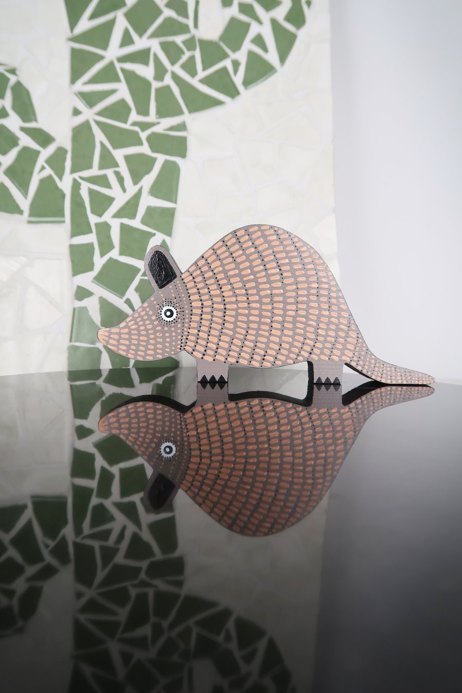 Armadillo wooden ornament, cute home decor, animal lover gift