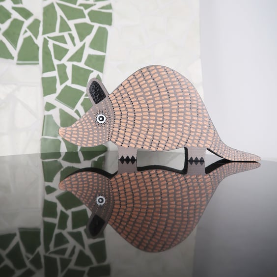 Armadillo wooden ornament, cute home decor, animal lover gift