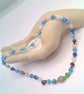 Blue Green and White Millefiori Bead Necklace, Millefiori Necklace, Gift for Her - Image 2