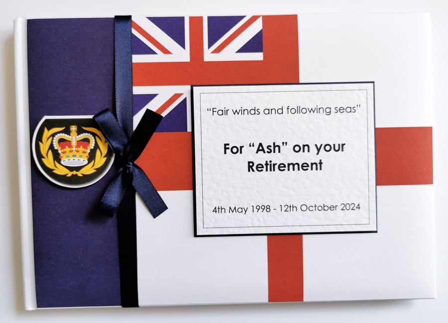 Royal navy retirement guest book, marine retirement guest book, gift