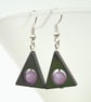 Hematite and lavender jade triangular earrings - Image 5