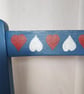 Upcycled vintage chair in blue chalk paint, hearts design, re-caned seat - Image 3