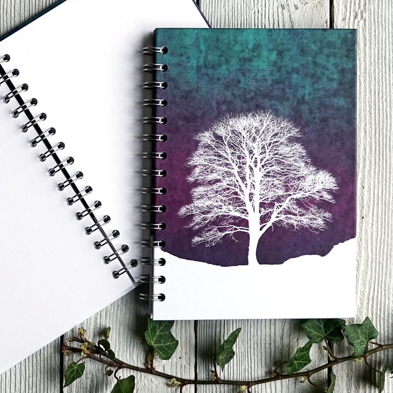 Sycamore Gap Winter Tree A5 Spiral Bound Notebook