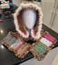 Fae cottagecore crochet winter hood hat scarf - Folksy
