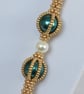 Long Gold and Green Captured Pearl Necklace - Image 3