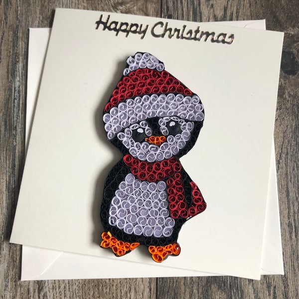 Stunning handmade Penguin Christmas Card