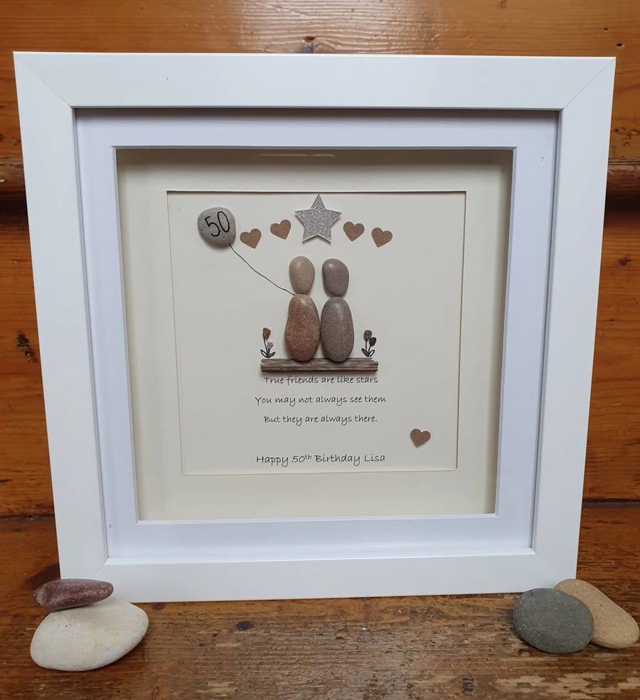 Personalised Birthday Pebble Picture 8"x8"