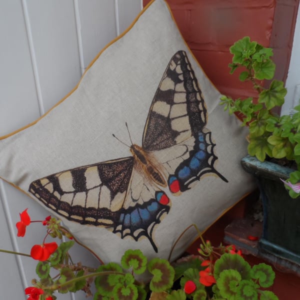 Butterfly cushion. Monarch butterfly design square cushion pillow.