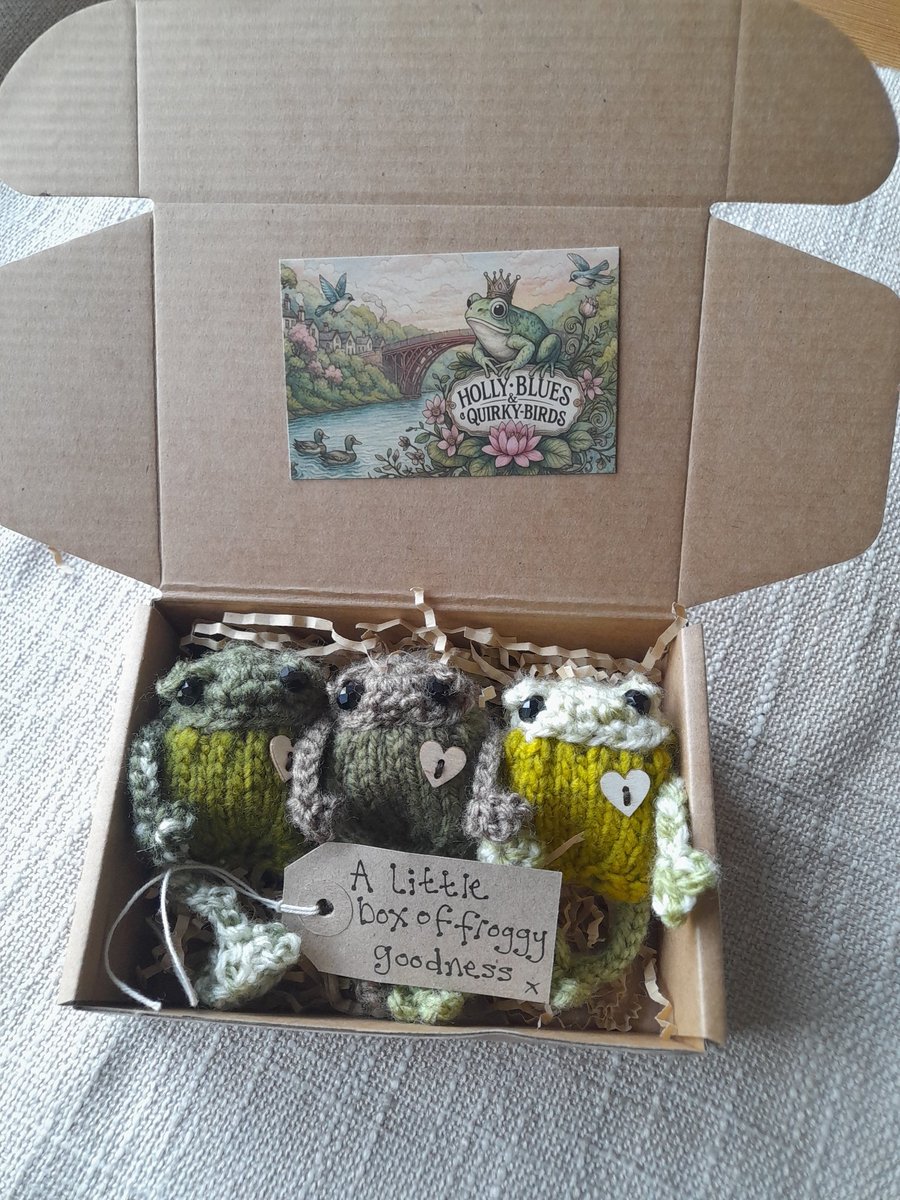 Frogs by post Trio Letterbox Gift Three Handmade Froglets