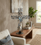 Tree of Life Cross Metal Wall Art, Iridescent Standing Tabletop Sculpture 40cm - Image 3