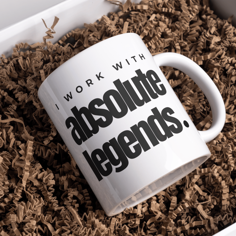 I Work with Absolute Legends Mug - Secret Santa Gift, Funny Work Gift