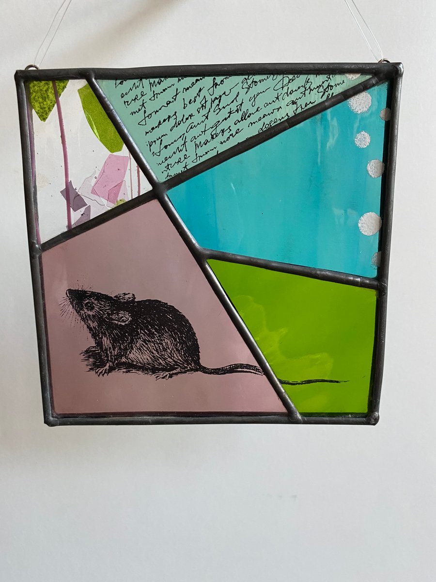 Stained Glass Screen Printed Mouse Panel