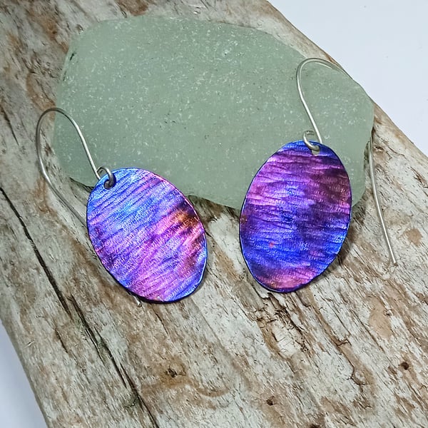  Handmade Coloured and Textured Titanium Earrings - UK Free Post