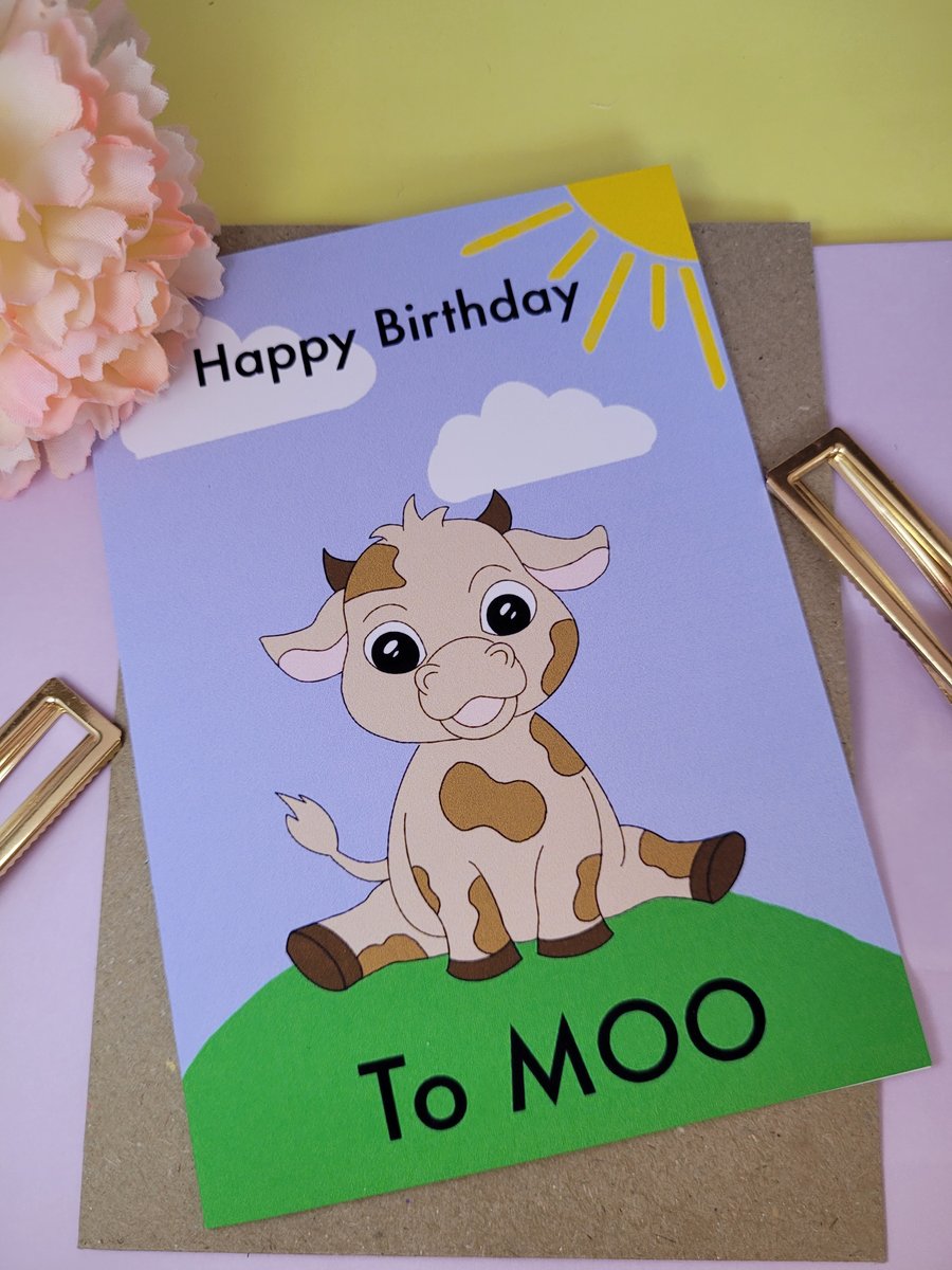 Cow birthday card 