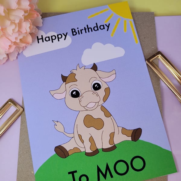 Cow birthday card 
