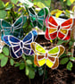 Stained Glass Butterfly Plant Stake Handmade Unique Choice of 5 Colours - Image 3