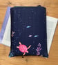 Under The Sea Quilted Fabric Book Sleeve - Hardback Size