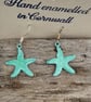 Hand enamelled starfish earrings on sterling silver ear hooks 