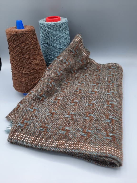 Lush two-tone textured lambswool scarf - Verdigris