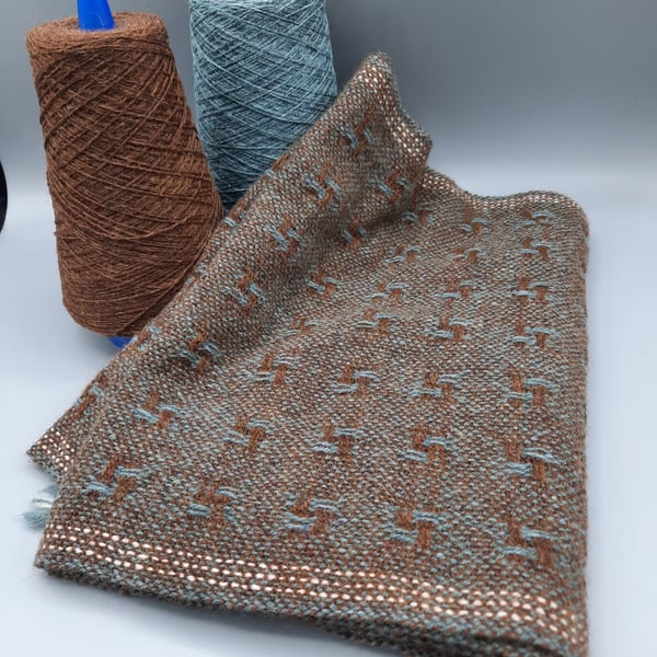 Lush two-tone textured lambswool scarf - Verdigris