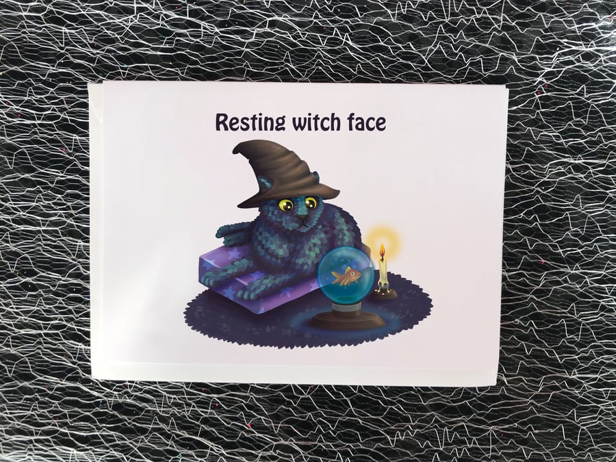 'Resting Witch Face' Cat Greeting Card