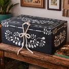 Hand-Painted Wooden Storage Box – Antique Nautical Fishing Boat Chest